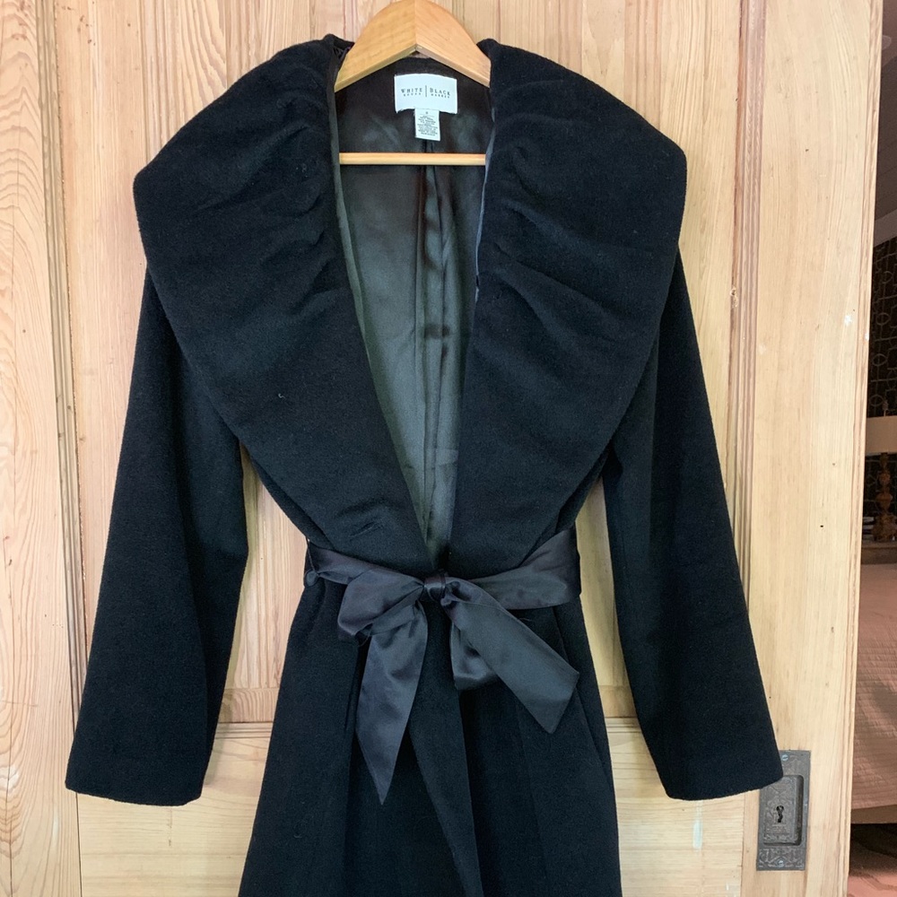 Black Wool Coat with Shawl Collar